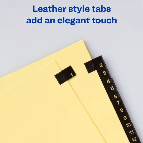 Avery&reg; Black Leather Preprinted Dividers,  31-Tab Set, 1-31 (11352)
