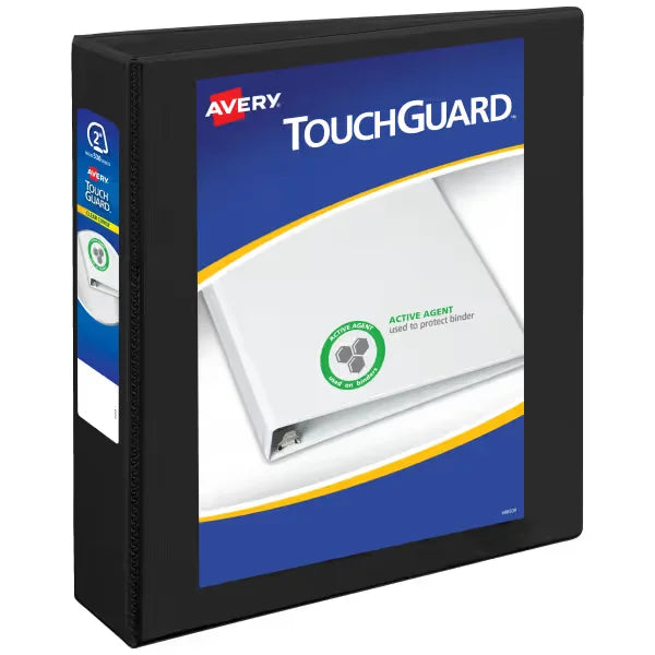 Avery&reg; TouchGuard&trade; Protection View 3 Ring Binder, Clear View Cover, 2" Slant Rings, 1 Black Binder (17119)