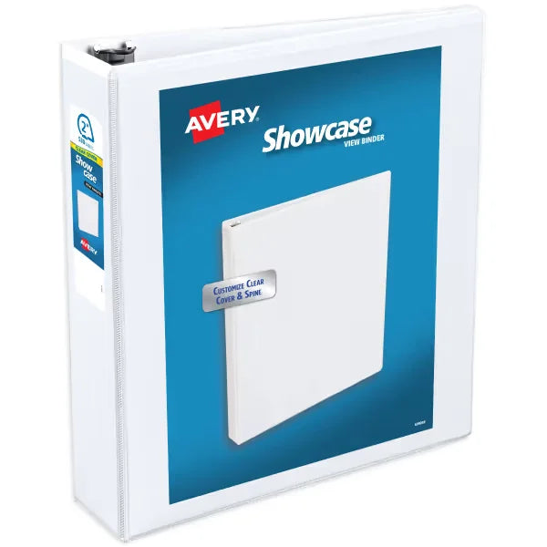 Avery&reg; Showcase Standard View Binder, 2" Slant Rings, 530-Sheet Capacity, 2.8-Inch Wide Spine, White Binder (19701)
