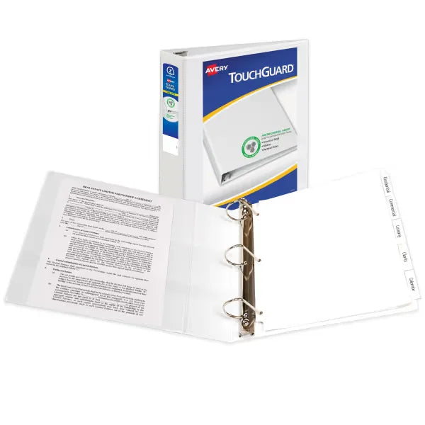 Avery&reg; TouchGuard&trade; Protection Heavy Duty View Binders, 2" Slant Rings, 1 White Binder (17194)