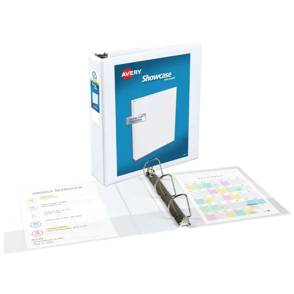 Avery&reg; Showcase Standard View Binder, 2" Slant Rings, 530-Sheet Capacity, 2.8-Inch Wide Spine, White Binder (19701)