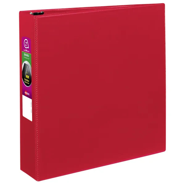 Avery&reg; Durable Binder, 2" Slant Rings, 500-Sheet Capacity, DuraHinge&trade;, Red (27203)