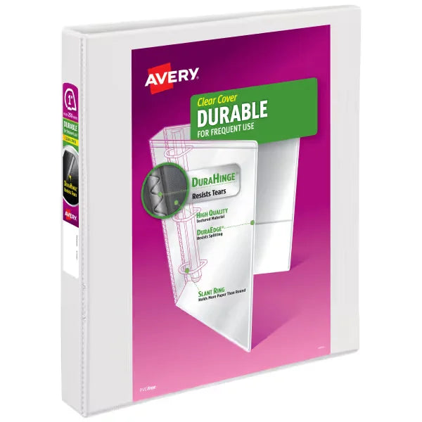 Avery&reg; Durable View Binder, 1" Slant Rings, 220-Sheet Capacity, Assorted Colors (17018)
