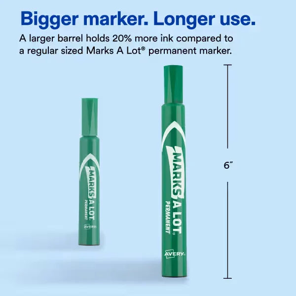 Avery&reg; Marks A Lot&reg; Permanent Markers, Large Desk-Style Size, Chisel Tip, 36 Green Markers Total (98241)