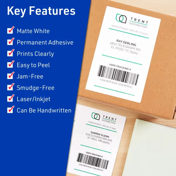 Avery&reg; Half Sheet Shipping Labels, 5-1/2" x 8-1/2", White, 500 Blank Mailing Labels (95930)