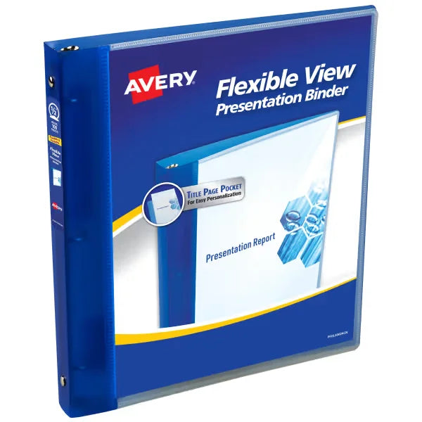 Avery&reg; Flexible View Binder, 1/2" Round Rings, 100-Sheet Capacity, Blue (17670)