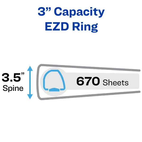 Avery&reg; Heavy-Duty View 3 Ring Binder, 3" One Touch EZD&reg; Rings, 3.5" Spine, 1 Black Binder (79693)