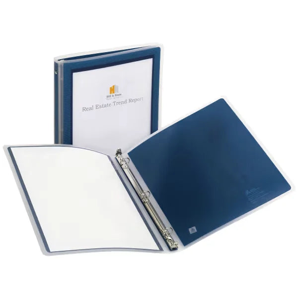 Avery&reg; Flexi-View&trade; 1/2" Binder, 1/2" Round Rings, 100-Sheet Capacity, Navy Blue (15766)
