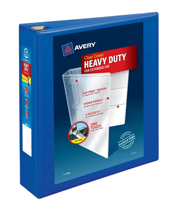 Avery&reg; Heavy-Duty View Binder, 2" One-Touch Rings, 500-Sheet Capacity, Pacific Blue (79778)