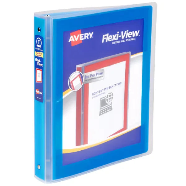 Avery&reg; Flexi-View&reg; 3 Ring Binder, 1" Round Rings, 175-Sheet Capacity, Blue (17607)