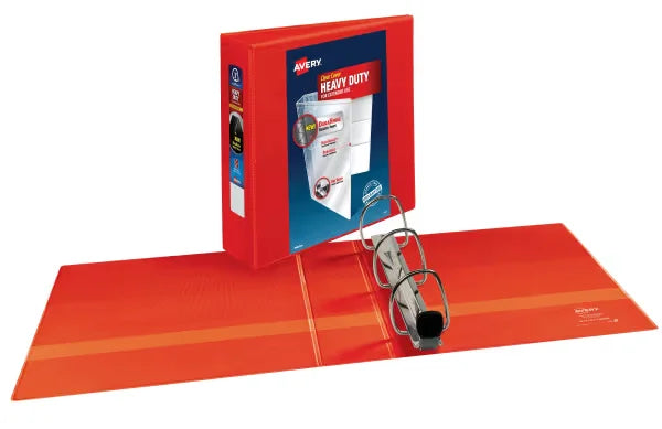 Avery&reg; Heavy-Duty View 3 Ring Binder, 3" One Touch EZD&reg; Rings, 3.5" Spine, 2 Red Binders (39701)
