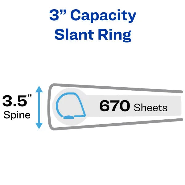 Heavy-Duty View 3 Ring Binders, 3" One Touch Slant Rings, 635-Sheet Capacity, White, 4 Pack (79745)