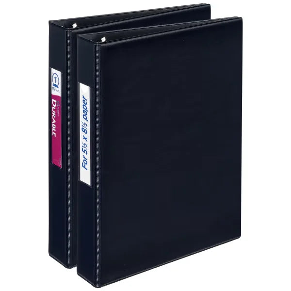 Avery&reg; Mini Binder, 1" Round Rings, 175-Sheet Capacity for 5-1/2" x 8-1/2" Paper, 1.4" Spine, Black (2-Pack of 13456)
