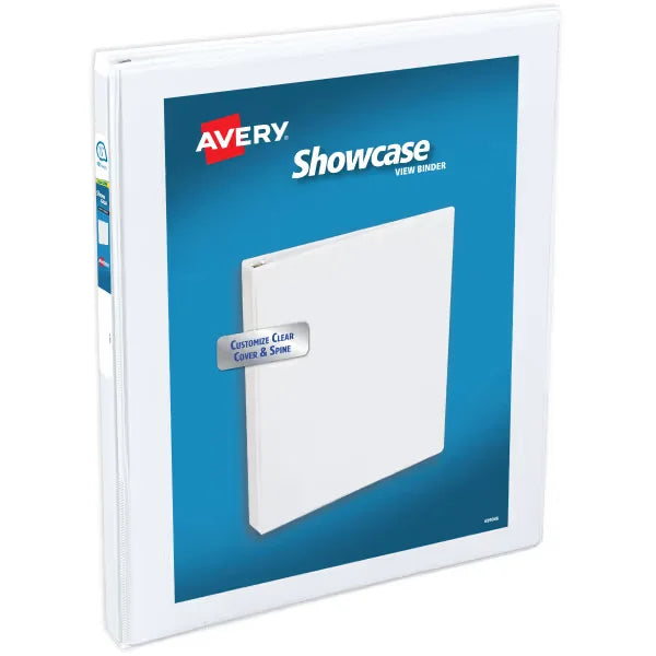 Avery&reg; Showcase Standard View Binder, 1/2" Slant Rings, 135-Sheet Capacity, 0.7-Inch Wide Spine, White Binder (19551)