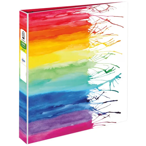 Avery&reg; + Amy Tangerine&reg; Designer Collection Binder, 1.5 Inch Round Rings, 275-Sheet Capacity, Watercolor Rainbow (28347)