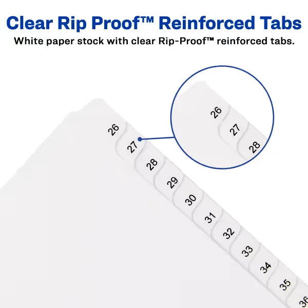 Avery&reg; 26-50 Legal Exhibit Dividers for 3 Ring Binders, 25-Tab Sets, Allstate&reg; Style, 5 Binder Divider Sets (21702)