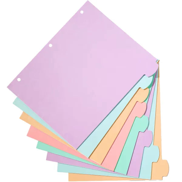 Avery&reg; Big Tab&trade; Durable Paper Dividers, 8-Tab Set, Assorted Pastel Colors, Easy Peel&reg; Labels (14429)