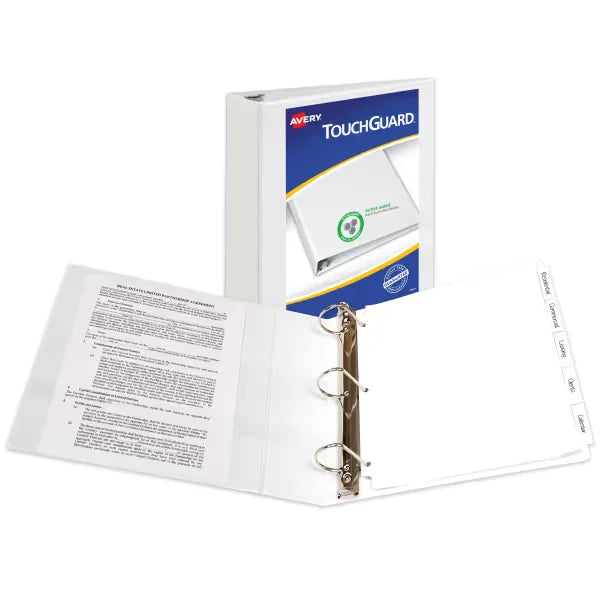 Avery&reg; TouchGuard&trade; Protection Heavy Duty View Binder, 2" Slant Rings, 1 White Binder (17143)
